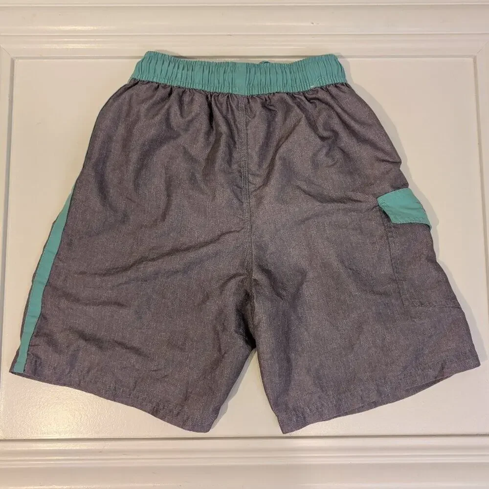 Panama Jack Swim Trunk Board Shorts Grey Green Vacation Summer - Size M10/12